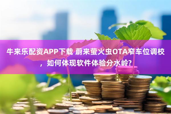 牛来乐配资APP下载 蔚来萤火虫OTA窄车位调校，如何体现软件体验分水岭?